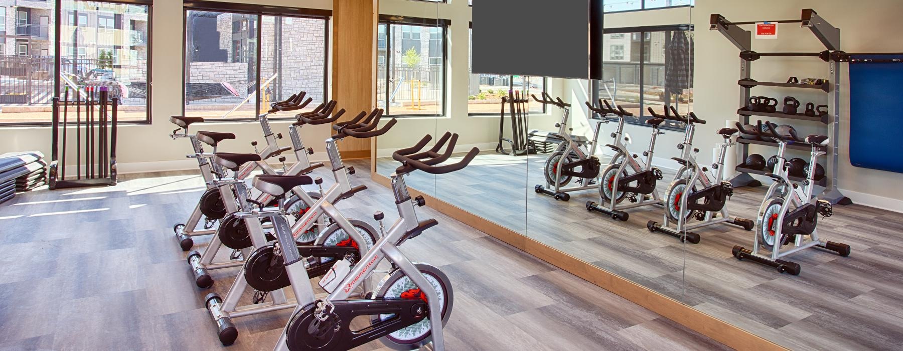 a gym with exercise equipment